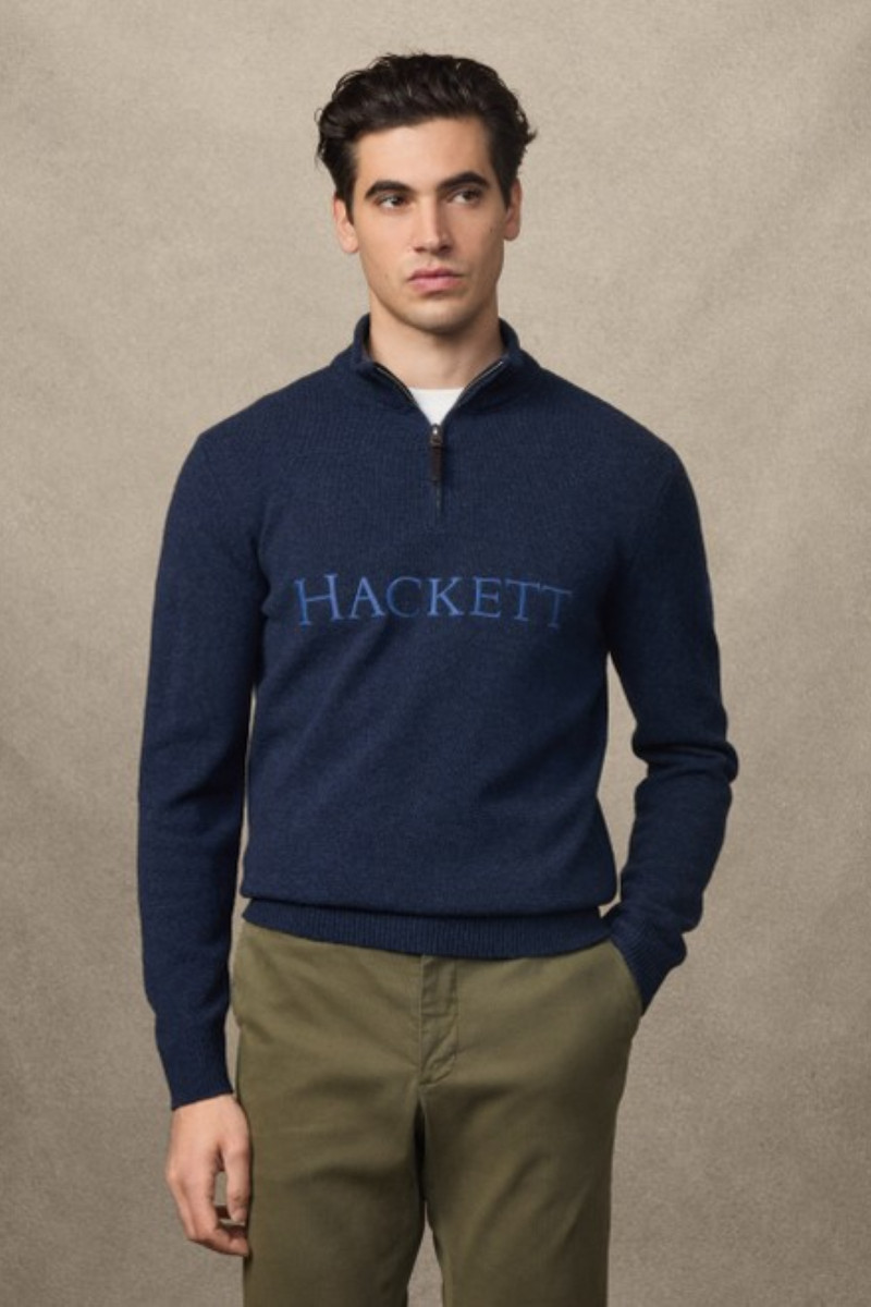 Pulóver Hackett London Heritage No.1 Hzip Ink Blue