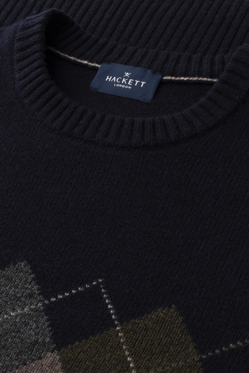 Sveter Hackett London Argyle Crew Neck Navy