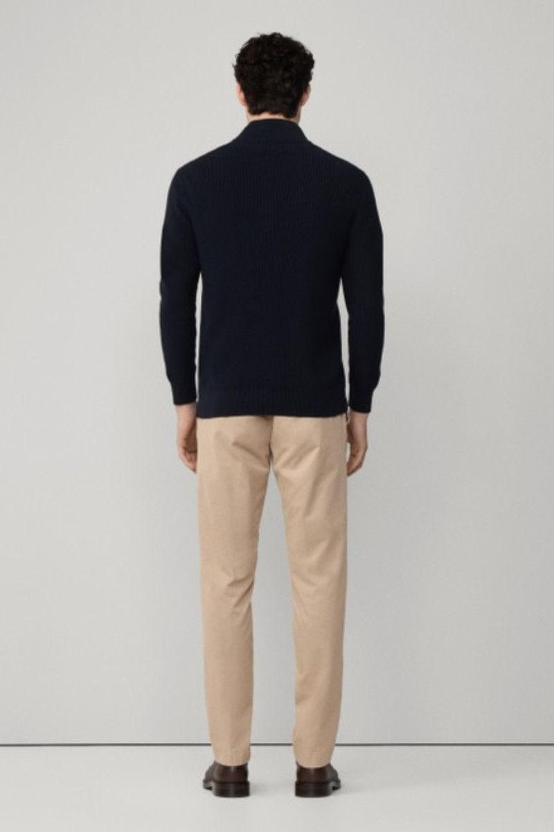 Sveter Hackett London Cotton Rib Hzip Midnight Blue