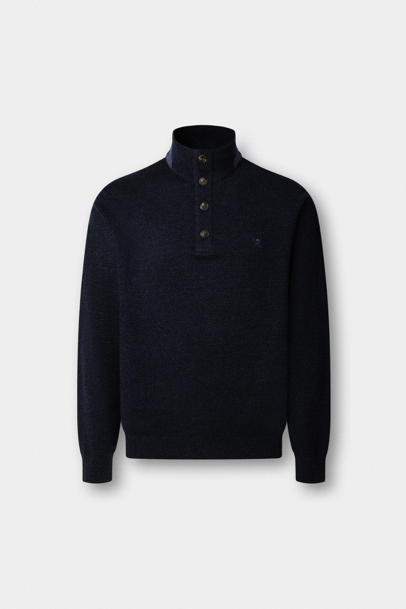 Sveter Hackett London Hbone Trim Hbutton Midnight Blue