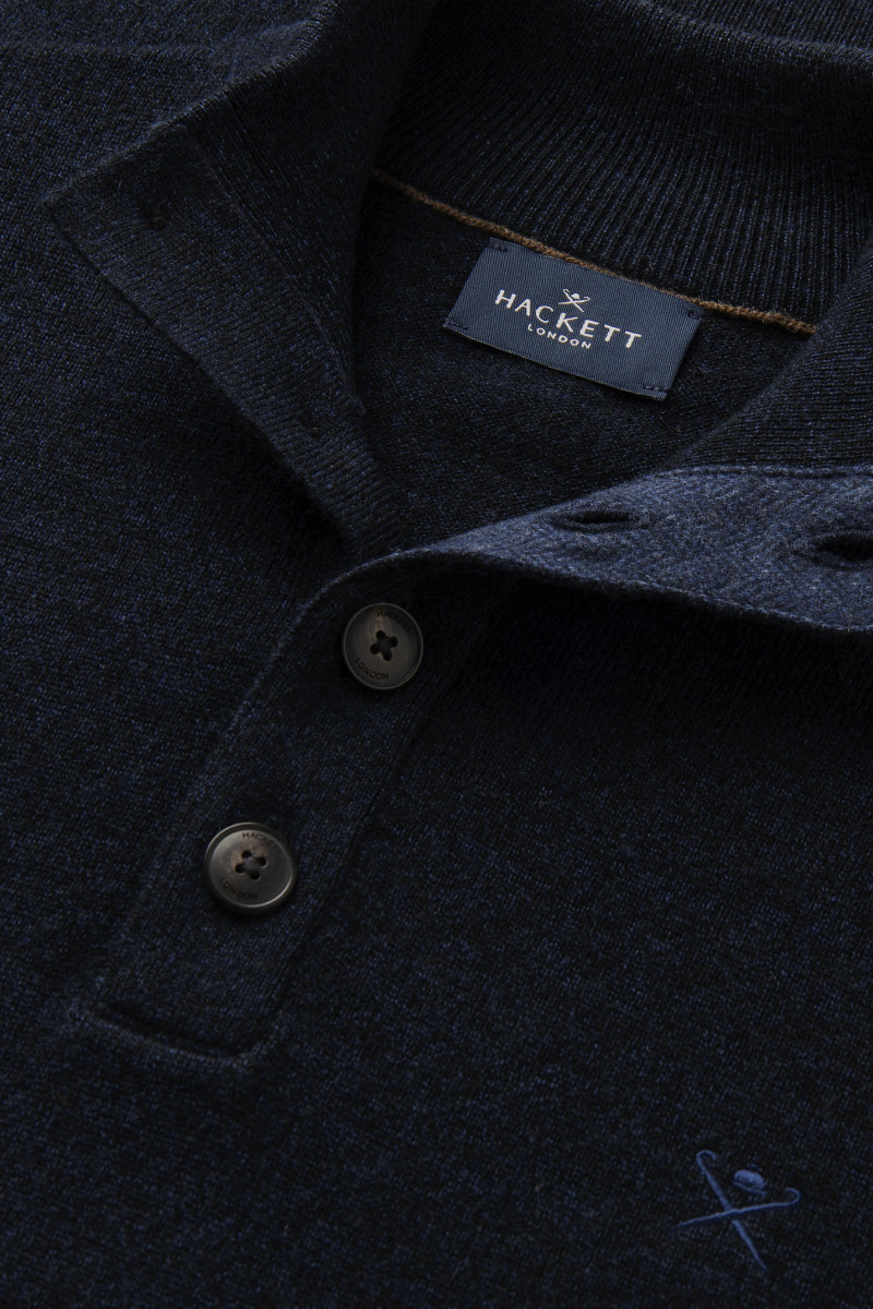 Sveter Hackett London Hbone Trim Hbutton Midnight Blue