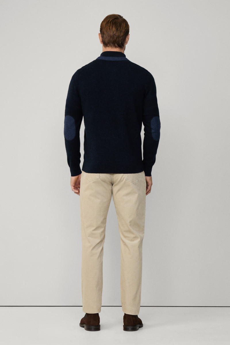 Sveter Hackett London Hbone Trim Hbutton Midnight Blue