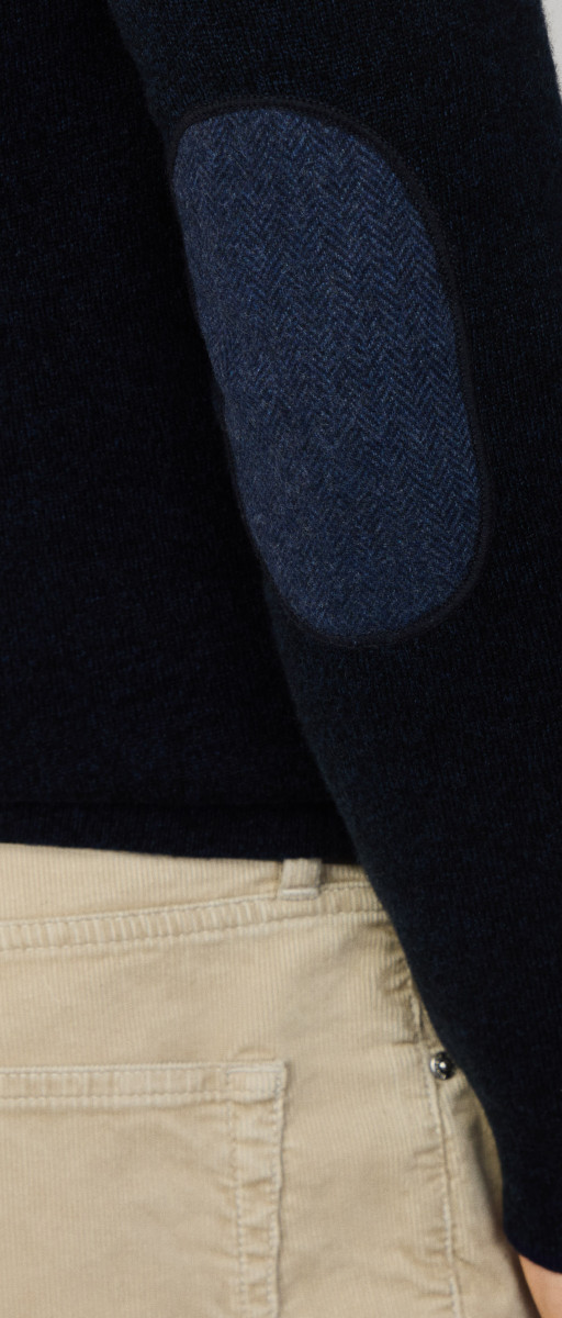 Sveter Hackett London Hbone Trim Hbutton Midnight Blue