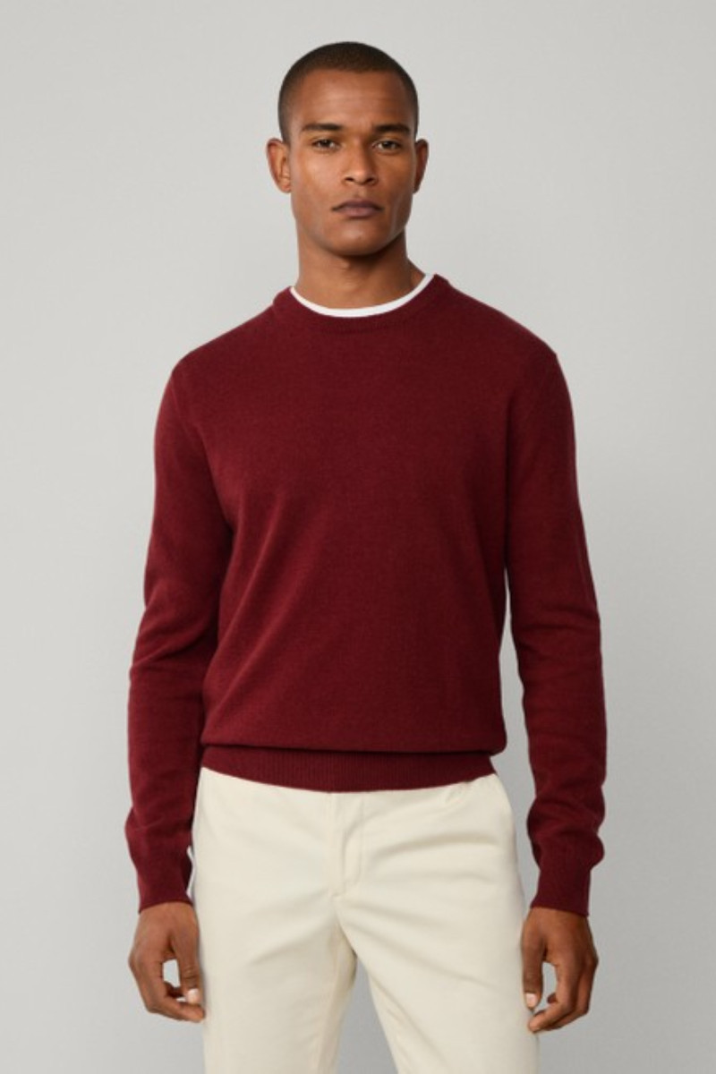 Pulóver Hackett London Merino Cash Mix Crew Burgundy Red