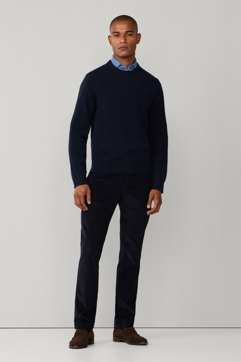 Sveter Hackett London Lambswool Crew Midnight Blue