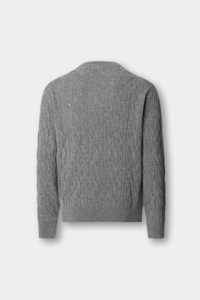 Sveter Hackett London Lw Cable Crew Metal Grey