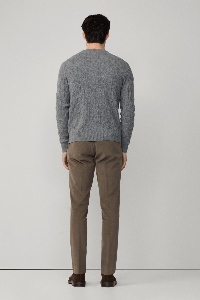 Sveter Hackett London Lw Cable Crew Metal Grey