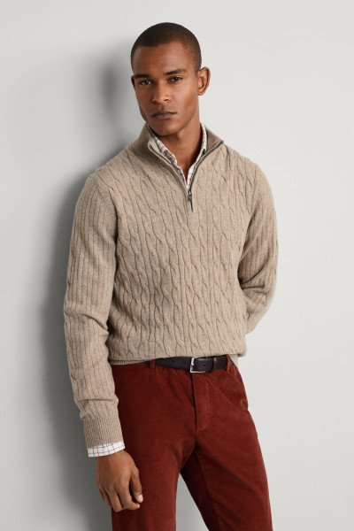PULÓVER HACKETT LONDON LAMBSWOOL CABLE HZIP - Kép 6