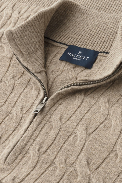 PULÓVER HACKETT LONDON LAMBSWOOL CABLE HZIP - Kép 9