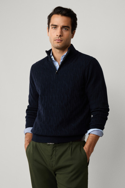 PULÓVER HACKETT LONDON LAMBSWOOL CABLE HZIP - Kép 6