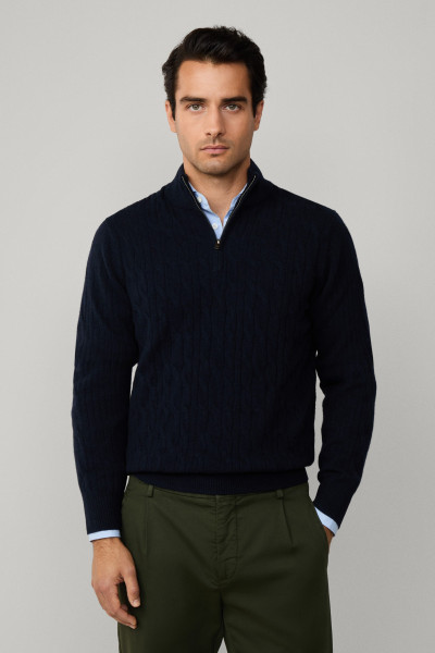 PULÓVER HACKETT LONDON LAMBSWOOL CABLE HZIP - Kép 1