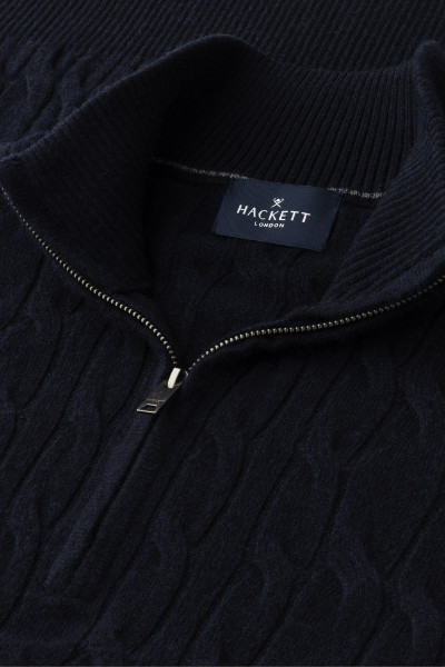 PULÓVER HACKETT LONDON LAMBSWOOL CABLE HZIP - Kép 9
