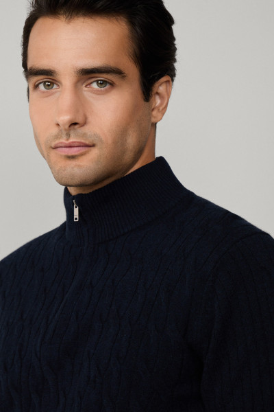PULÓVER HACKETT LONDON LAMBSWOOL CABLE HZIP - Kép 2