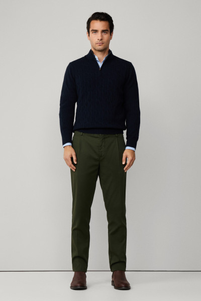 PULÓVER HACKETT LONDON LAMBSWOOL CABLE HZIP - Kép 3