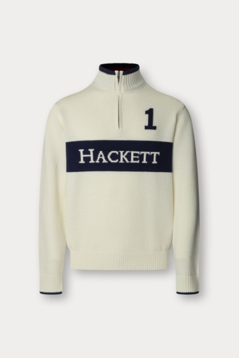 Sveter Hackett London Heritage Winter Hzip Off White