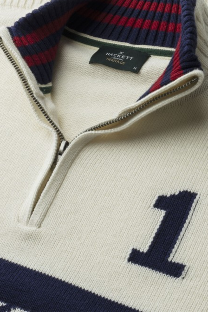 Sveter Hackett London Heritage Winter Hzip Off White