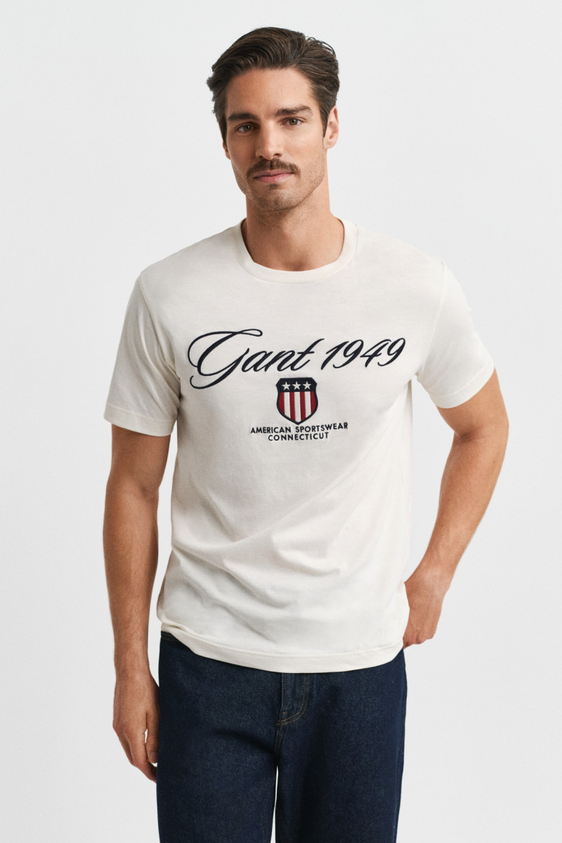 E-shop TRIČKO GANT GRAPHIC SS T-SHIRT CREAM