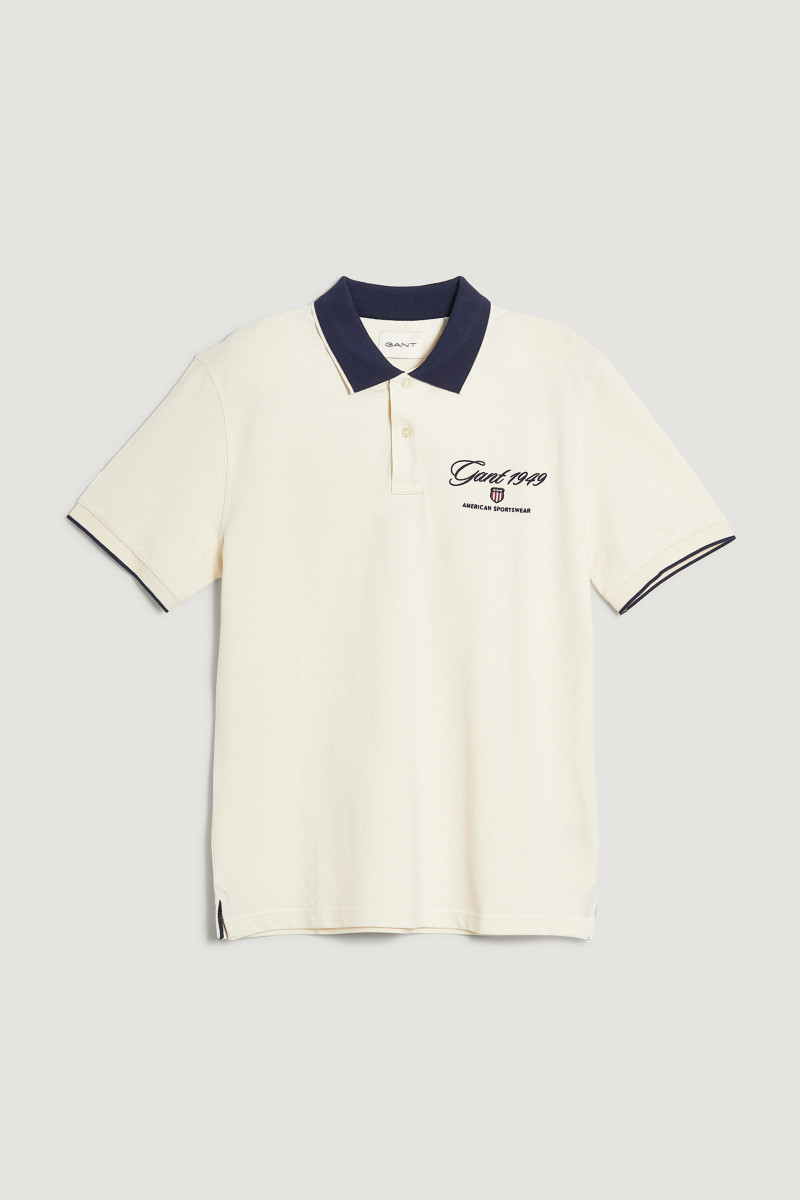 POLOKOŠILE GANT GRAPHIC SS PIQUE POLO CREAM