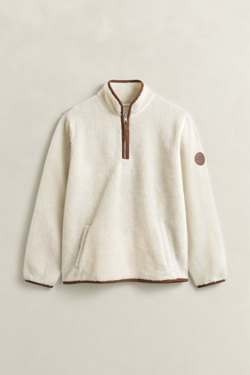 MIKINA GANT HALF ZIP FLLEECE CREAM