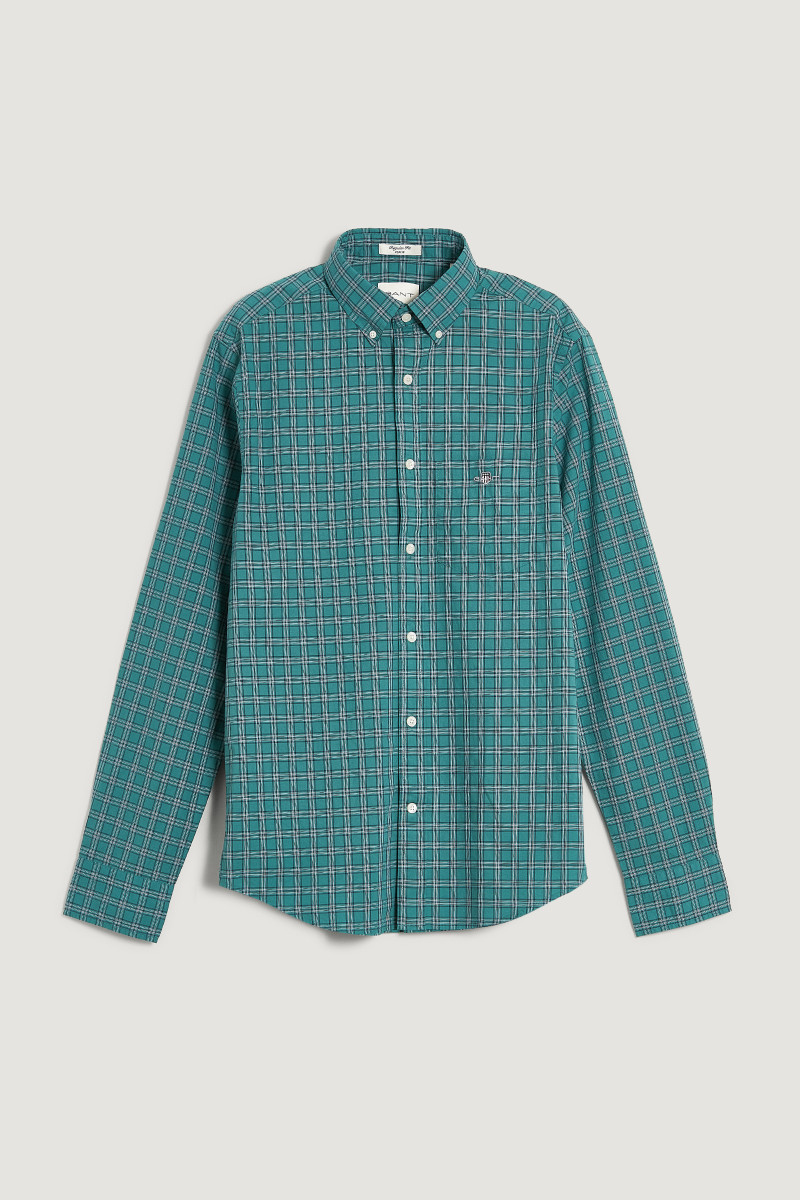 KOŠILE GANT REG POPLIN CHECK SHIRT WOODY GREEN