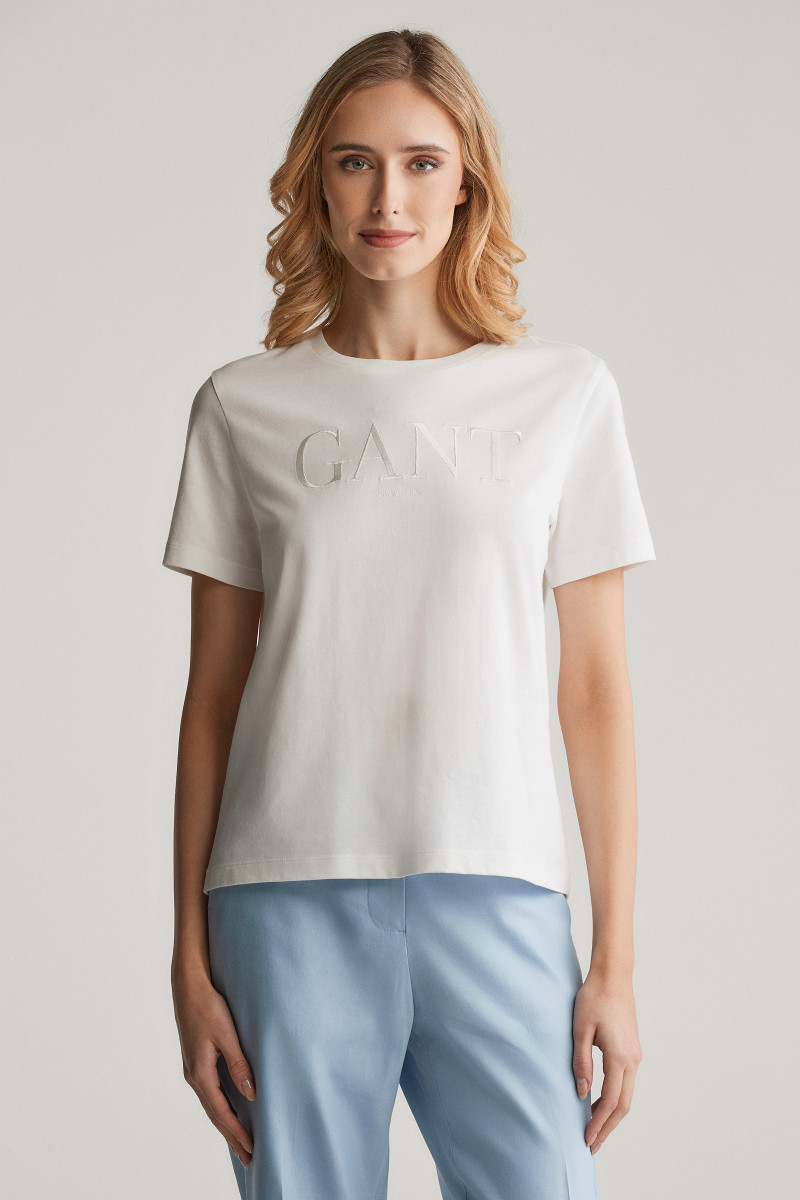 E-shop TRIČKO GANT REG TONAL GRAPHIC SS T-SHIRT EGGSHELL