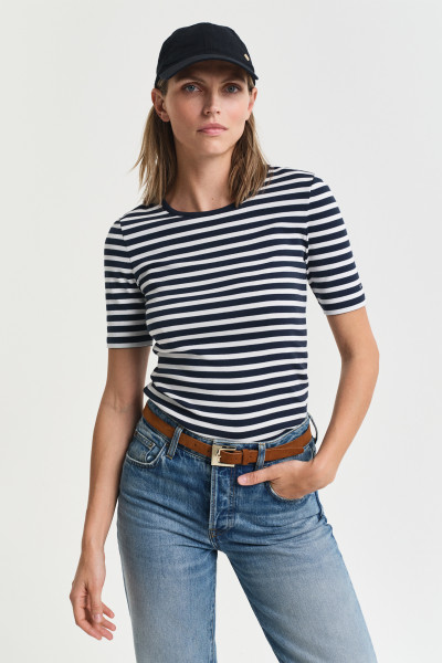 PÓLÓ GANT SLIM STRIPED 1X1 RIBBED SS T-SHIRT - Kép 1