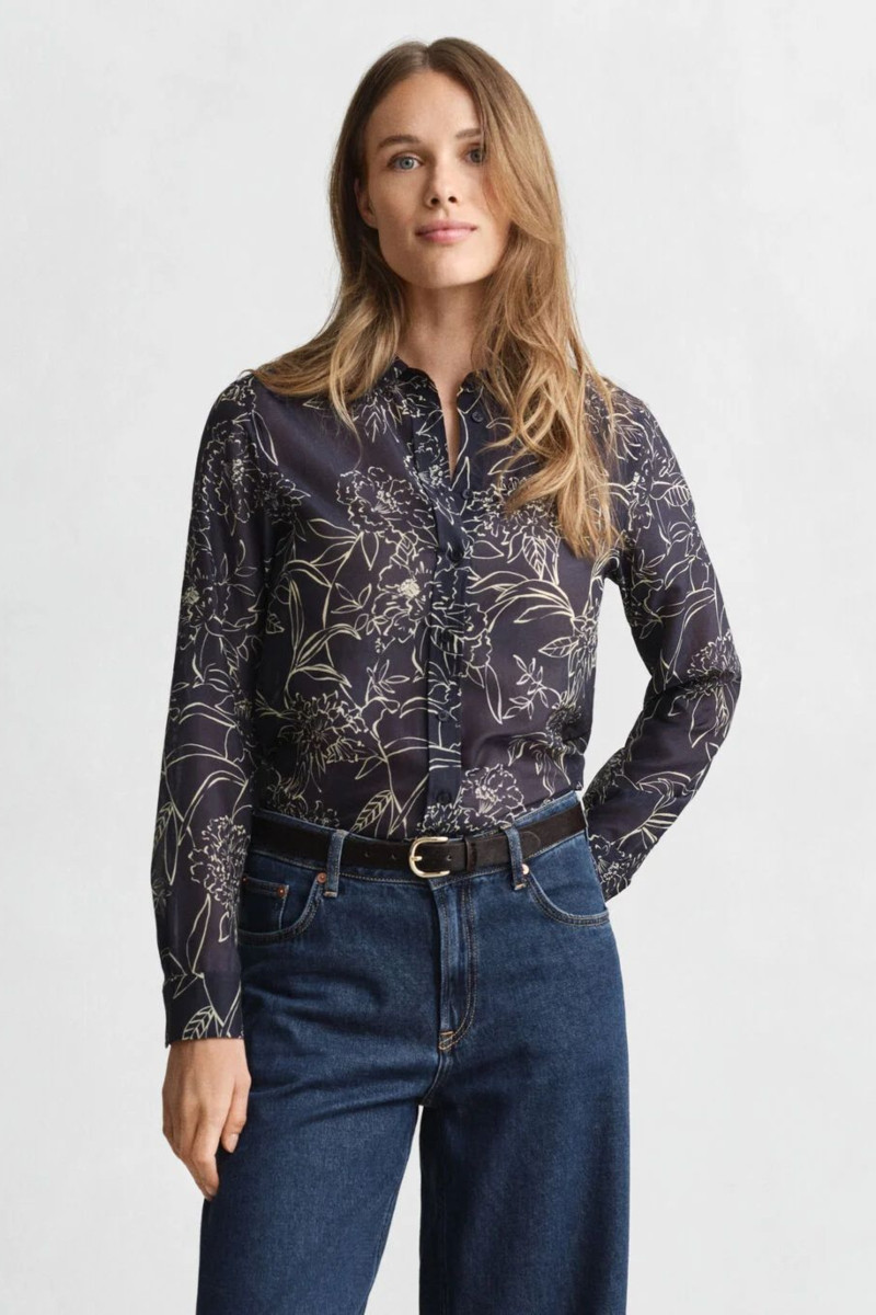 KOŠILE GANT REG FLORAL PRINT CTN SILK SHIRT EVENING BLUE