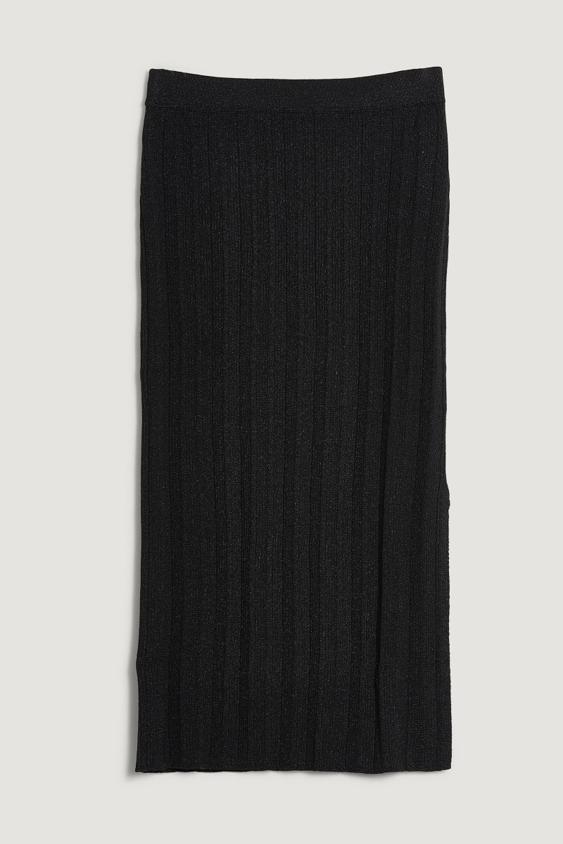 SUKNĚ GANT METALLIC RIBBED KNIT SKIRT BLACK
