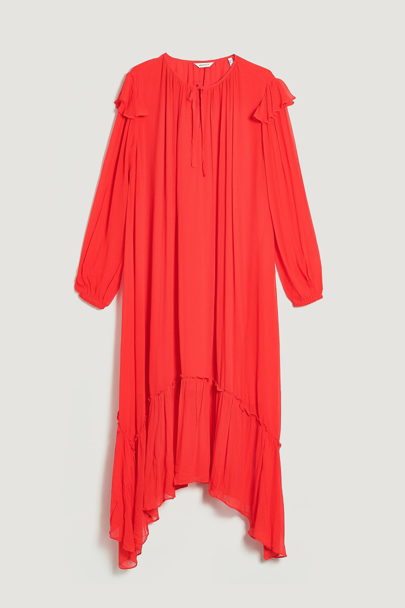 E-shop ŠATY GANT MAXI VISCOSE FRILL DRESS BOLD RED