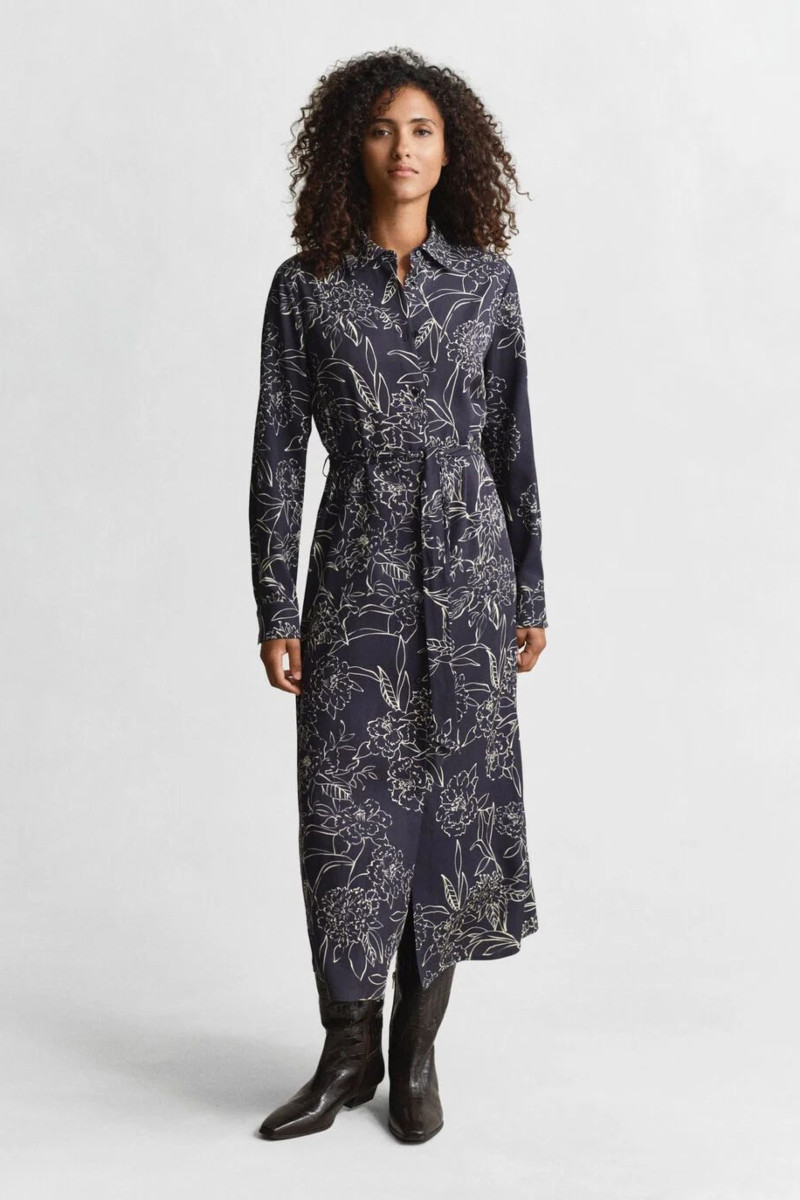 ŠATY GANT FLORAL PRINT SHIRT DRESS EVENING BLUE