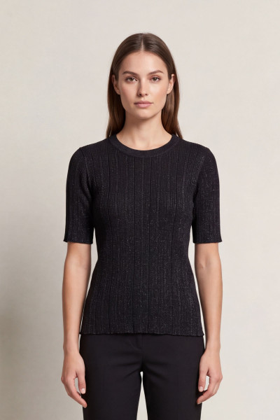 SVETER GANT METALLIC RIBBED SS C-NECK - Fotografia č. 1