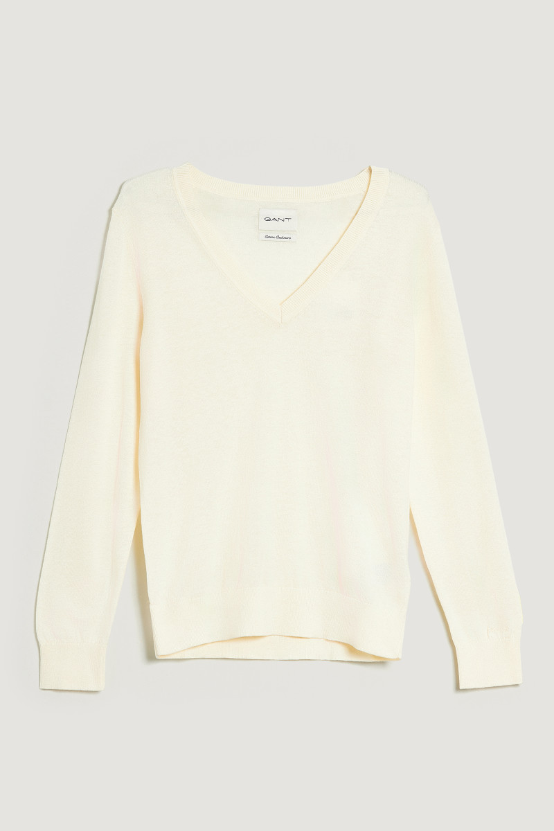 E-shop SVETR GANT LIGHT KNIT V-NECK CREAM