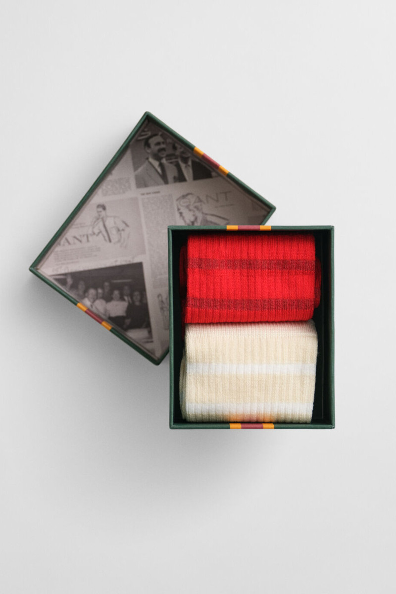 PONOŽKY GANT METALLIC STRIPED SOCKS 2-PACK GB BOLD RED