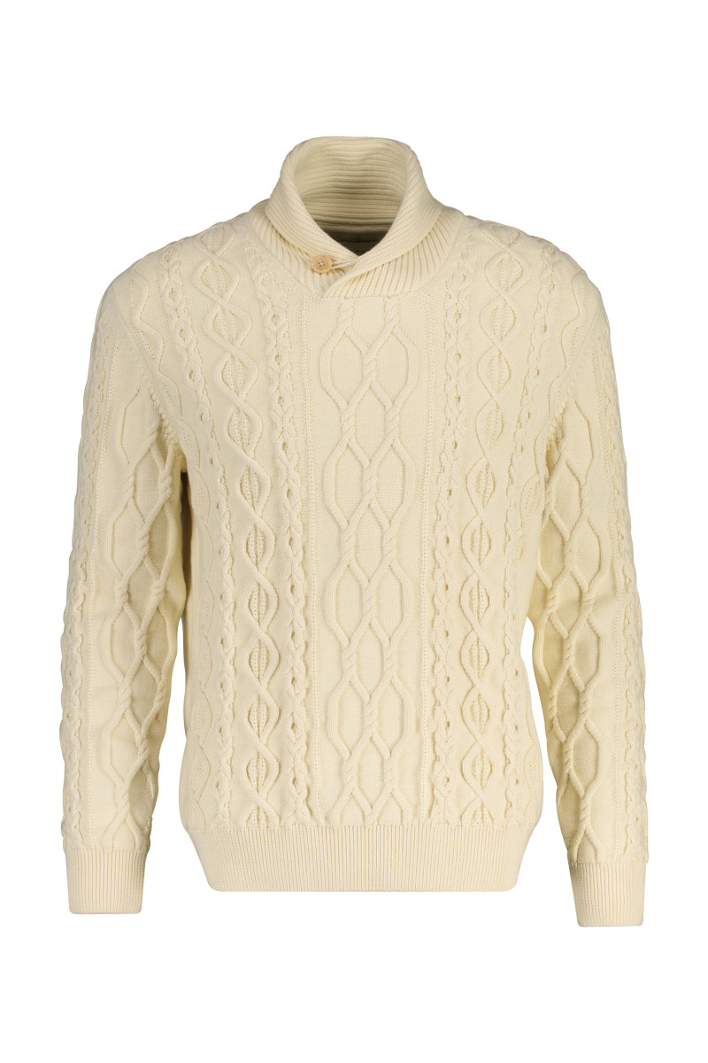 SVETR GANT CABLE SHAWL COLLAR CREAM
