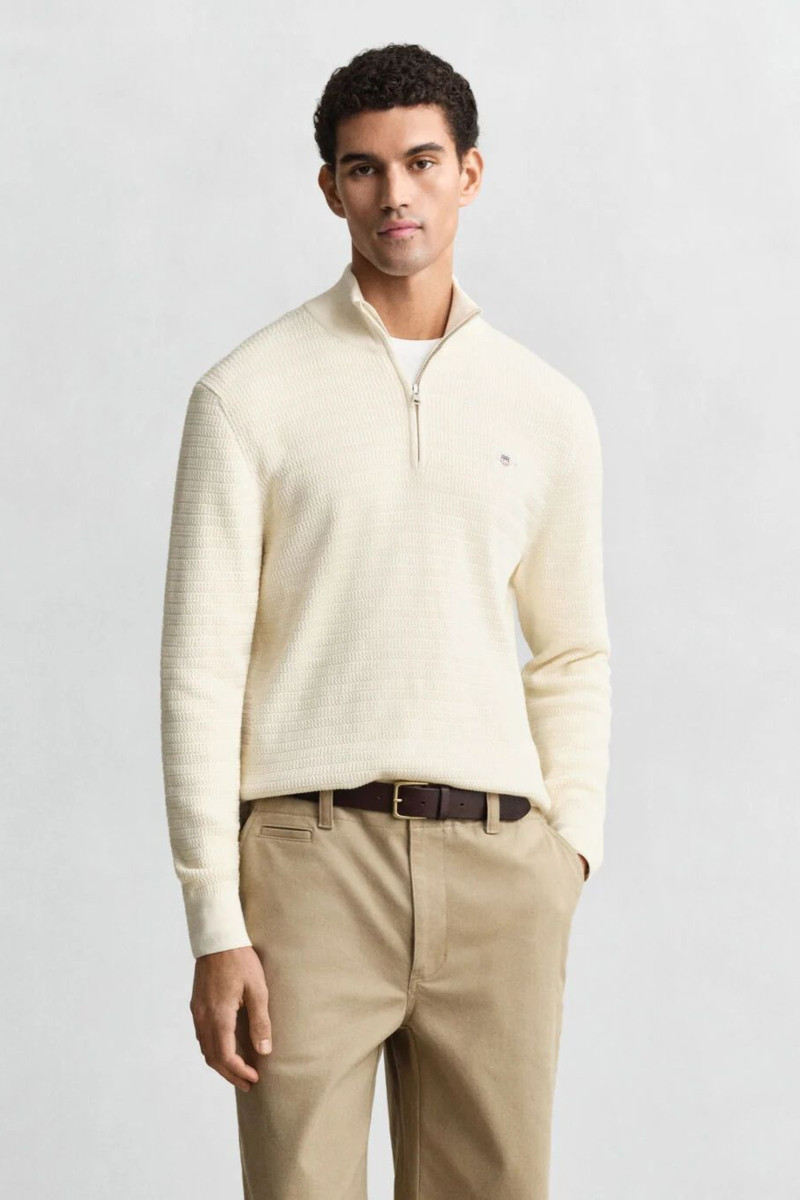 SVETR GANT MINI CABLE HALF ZIP CREAM