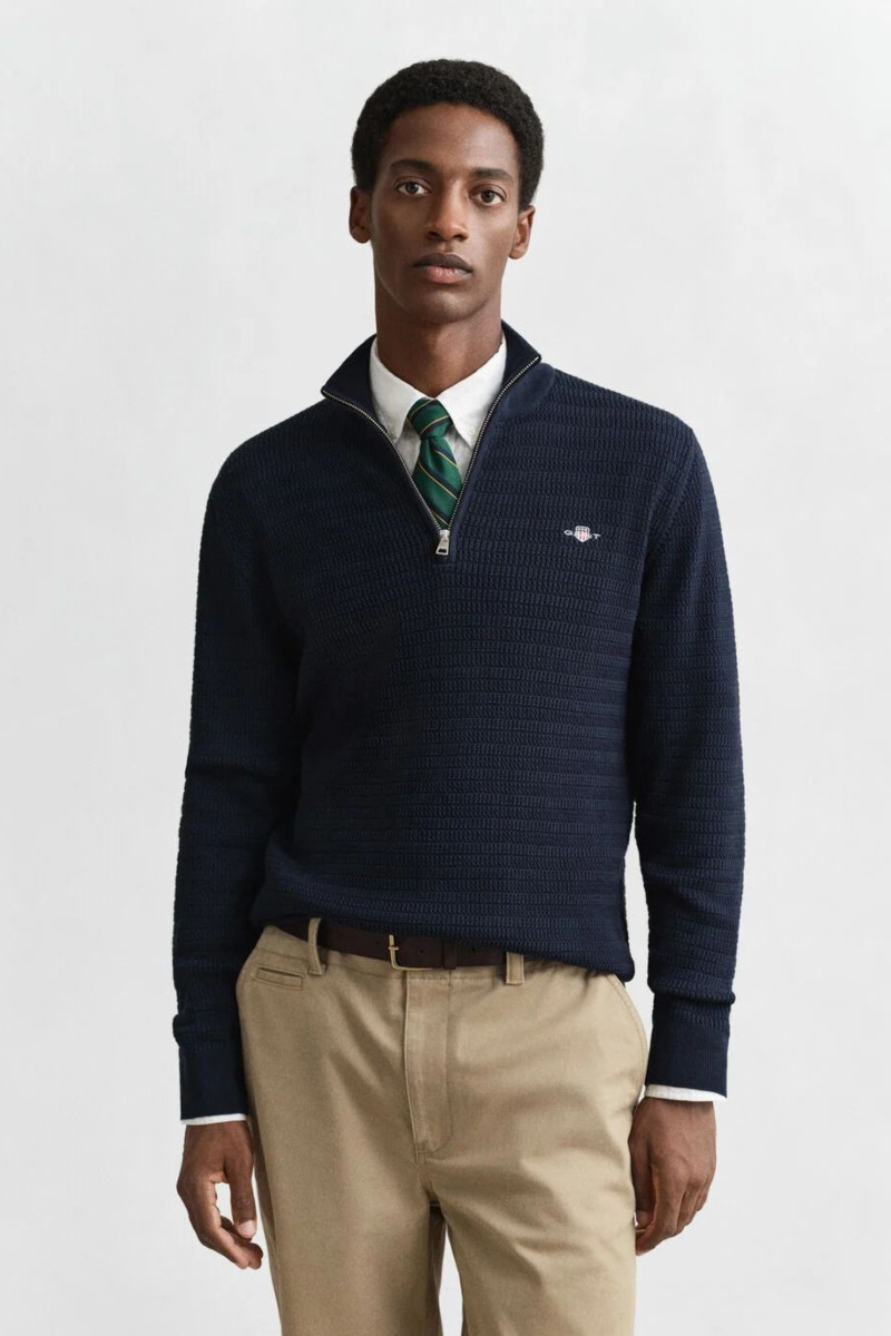 E-shop SVETR GANT MINI CABLE HALF ZIP EVENING BLUE
