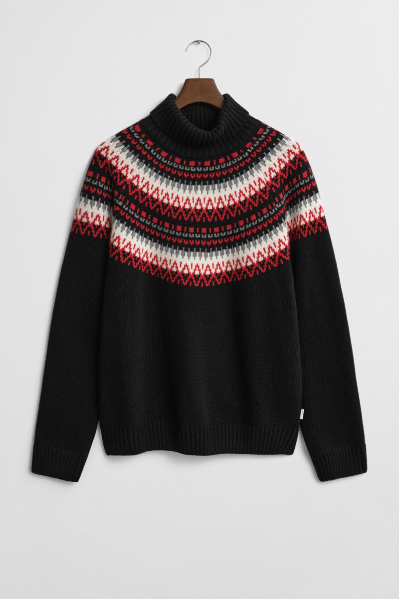 SVETR GANT FAIR ISLE TURTLENECK BLACK