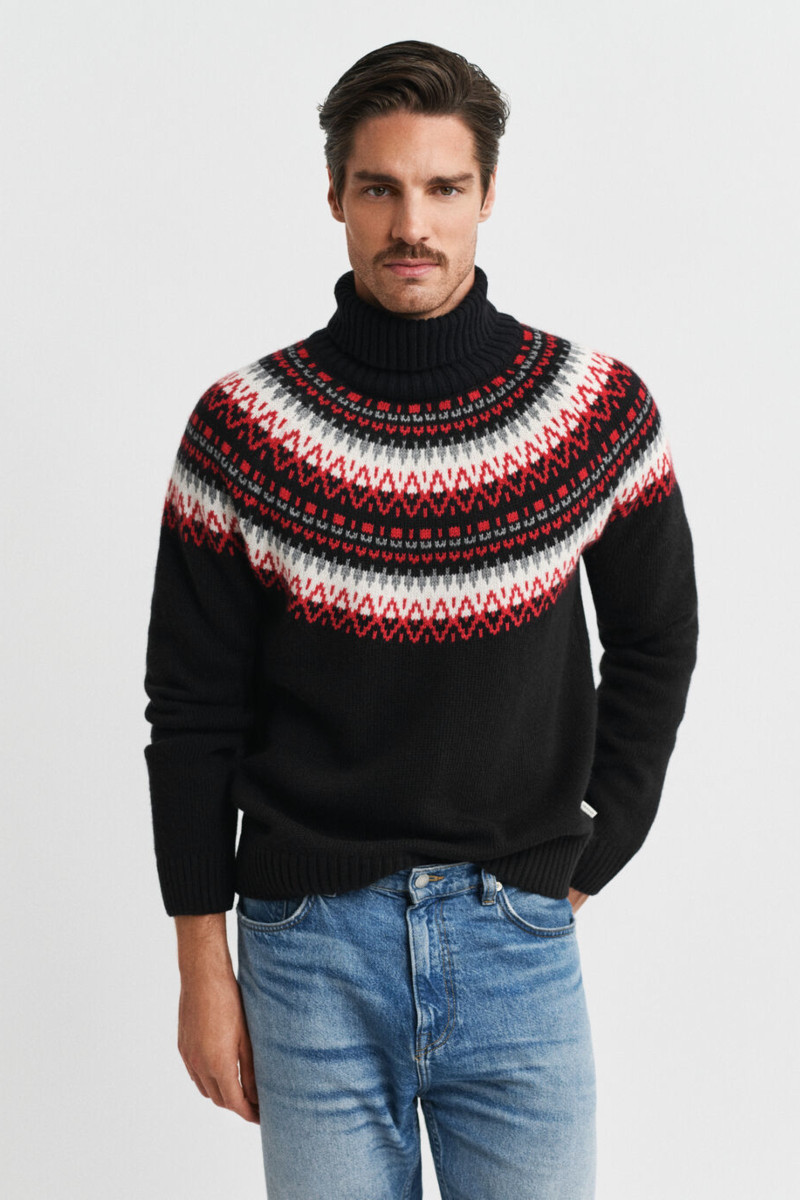 E-shop SVETR GANT FAIR ISLE TURTLENECK BLACK