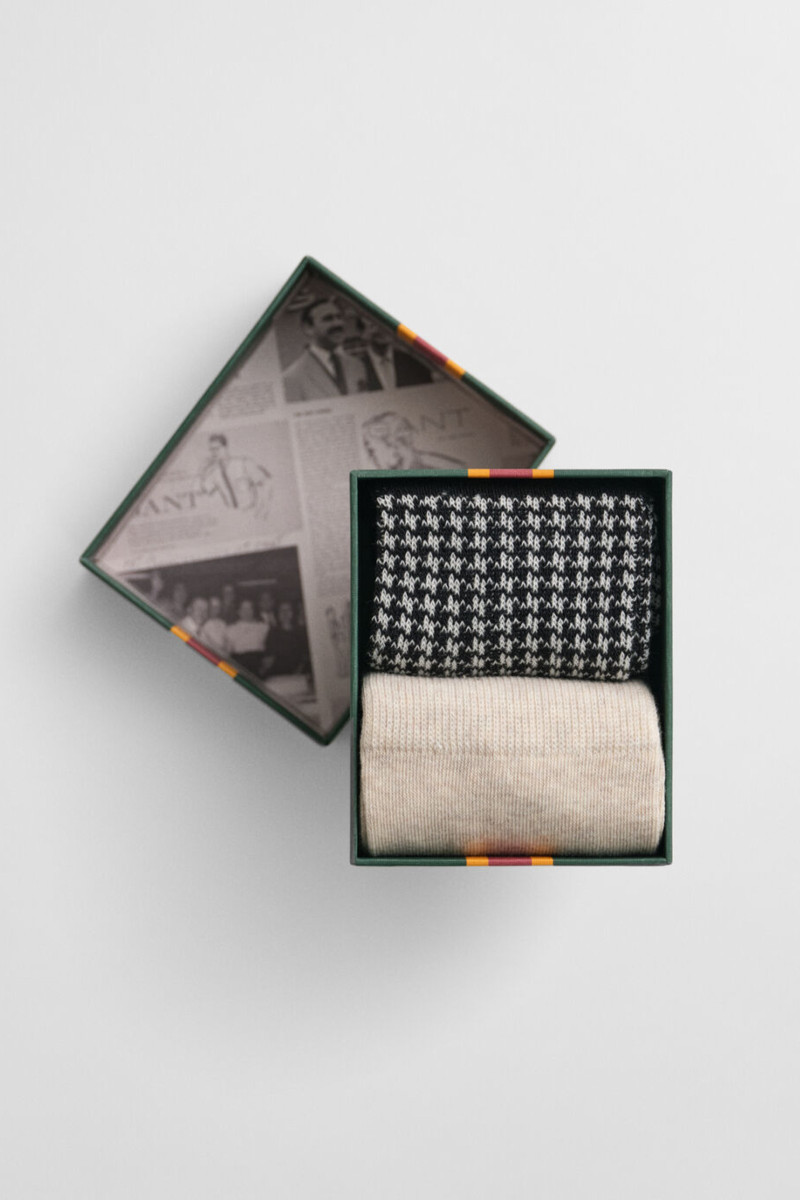 PONOŽKY GANT HOUNDSTOOTH PATTERN SOCKS 2-P GB BLACK