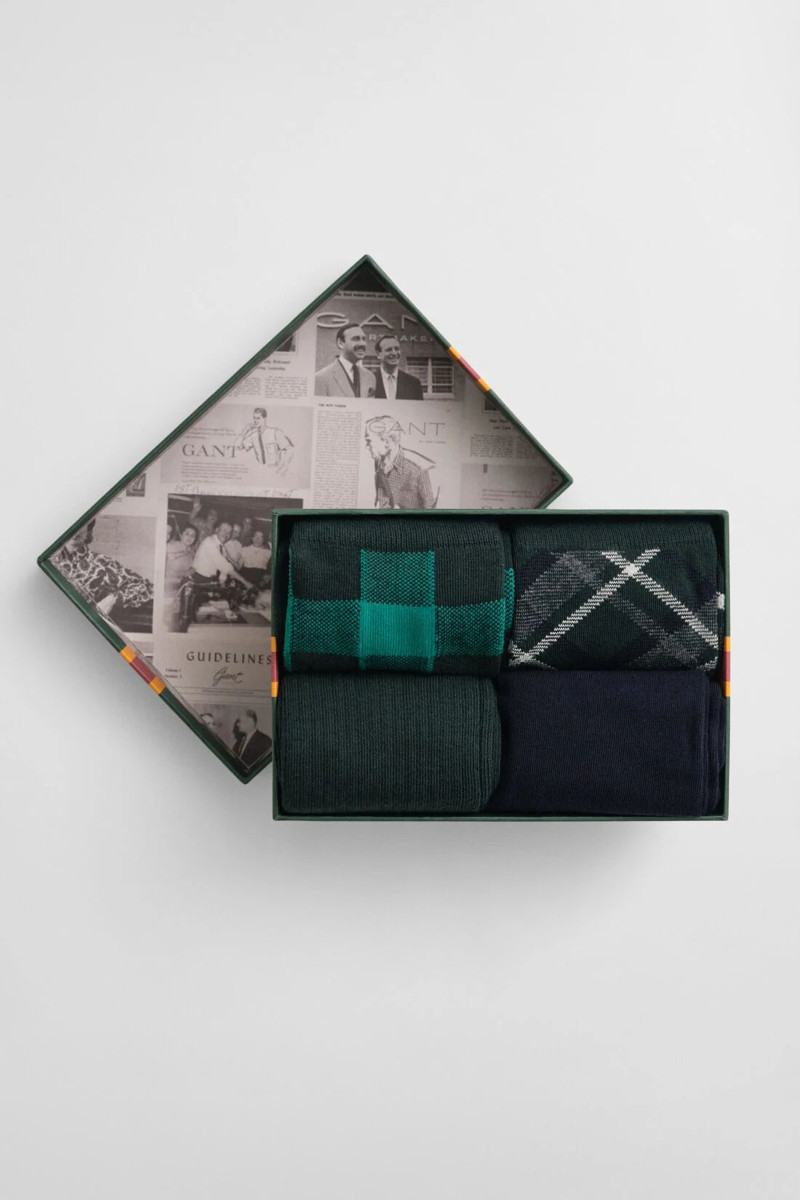 PONOŽKY GANT CHECK AND SOLID SOCKS 4-PACK GB TARTAN GREEN