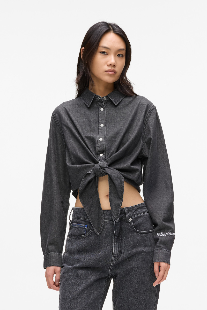 Blúz Karl Lagerfeld Jeans Klj Denim Wrap Blouse Washed Black
