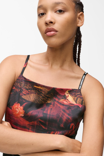 RUHA KARL LAGERFELD JEANS KLJ CANYON AOP SATIN DRESS - Kép 4