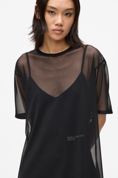 RUHA KARL LAGERFELD JEANS KLJ JERSEY X MESH DRESS - Kép 4