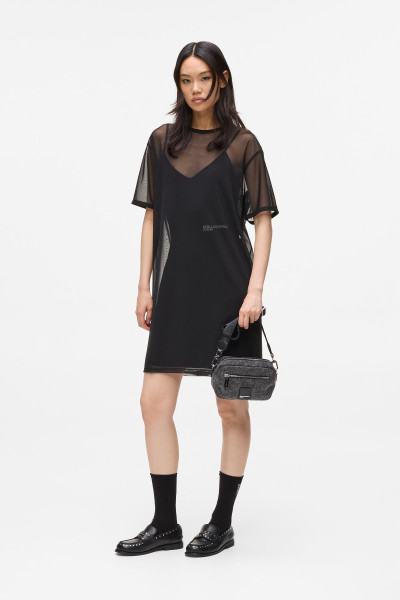 RUHA KARL LAGERFELD JEANS KLJ JERSEY X MESH DRESS - Kép 3