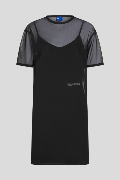 RUHA KARL LAGERFELD JEANS KLJ JERSEY X MESH DRESS - Kép 5