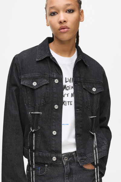 DZSEKI KARL LAGERFELD JEANS KLJ LACE TIE DENIM JACKET - Kép 4