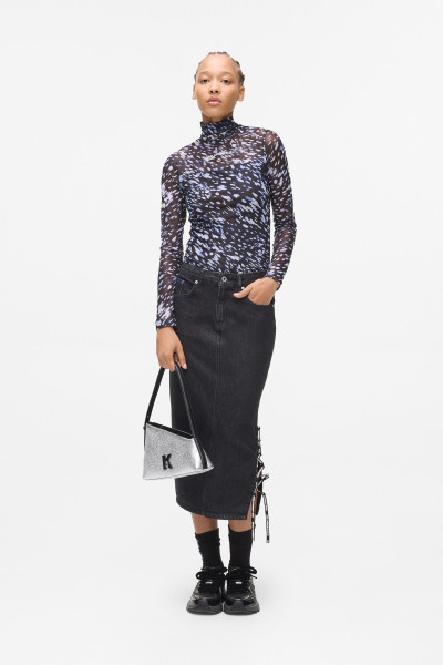 GARBÓ KARL LAGERFELD JEANS KLJ MESH LIGHTS AOP TOP - Kép 2