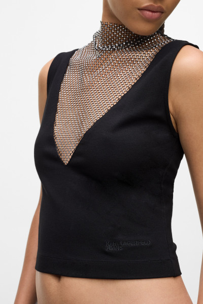 TOP KARL LAGERFELD JEANS KLJ CHAINMAIL TOP - Fotografie č. 4