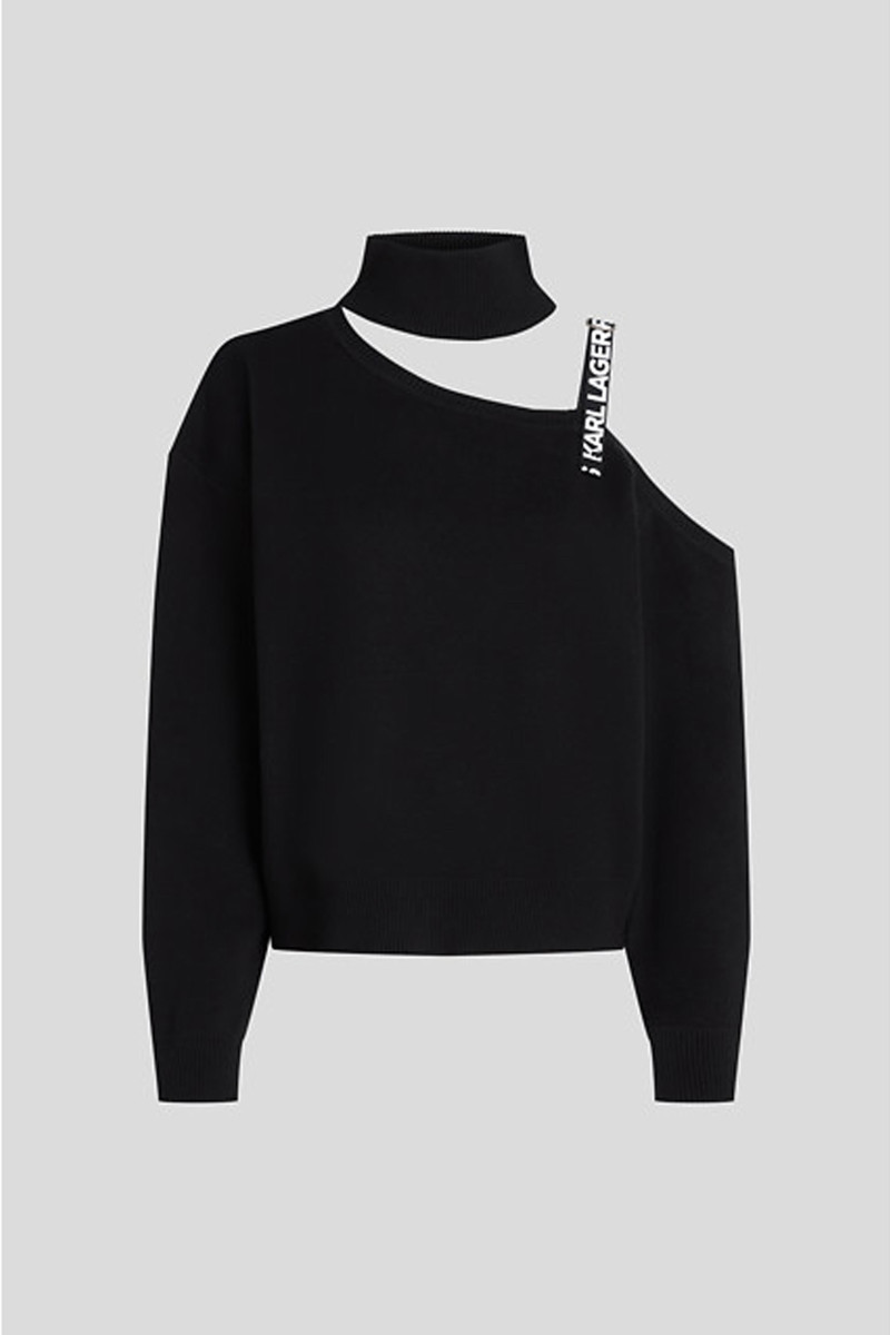 Pulóver Karl Lagerfeld Jeans Klj Cut Out Polo Knit Black