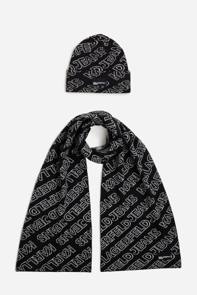 SET ČAPICA A ŠÁL KARL LAGERFELD JEANS KLJ MONOGRAM SCARF BEANIE GP - Fotografia č. 2